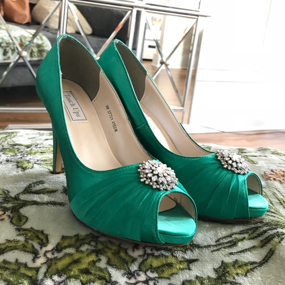 Gently loved Chiffon and Satin Peep Toe Heels